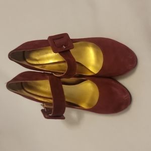 Nine West Mary Jane stiletto suede burgendy red 6.5